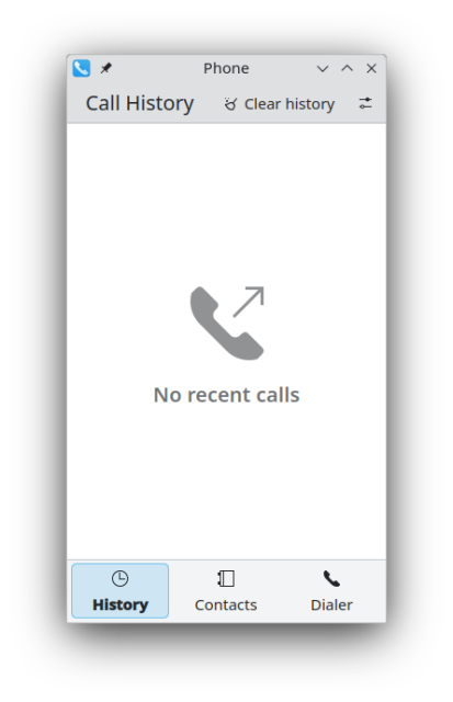 Screenshot of plasma dialer call history