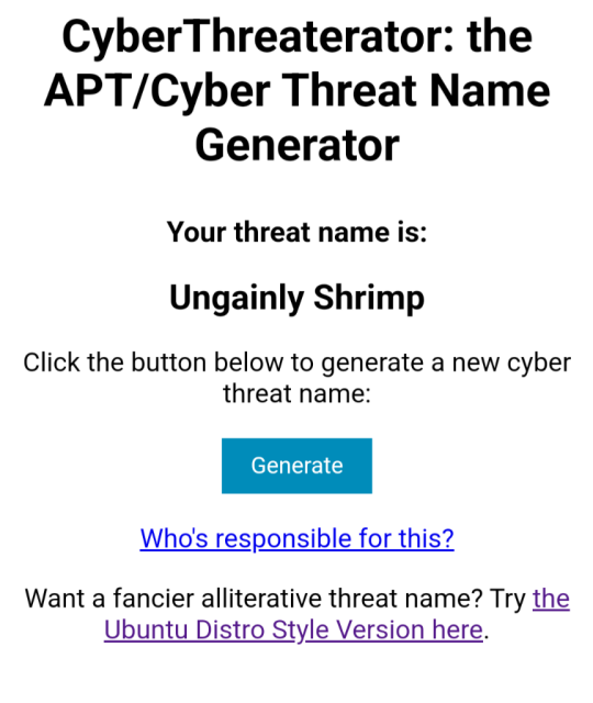 My threat name is Ungainly Shrimp