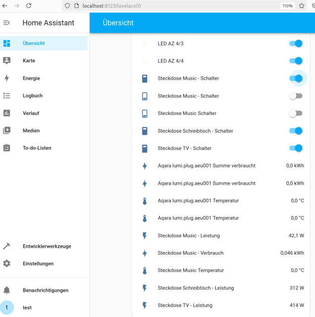 Screenshot HomeAssistant