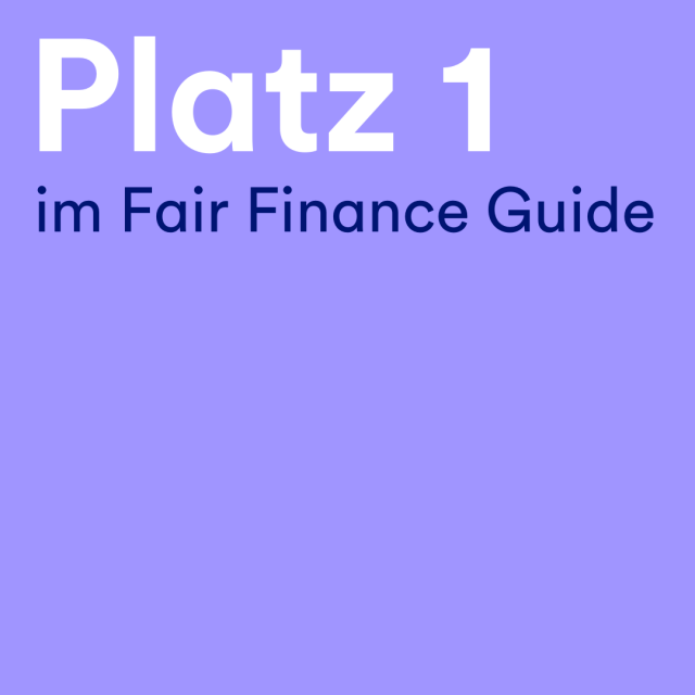 Auf dem Blid steht der Text: Platz 1 im Fair Finance Guide.